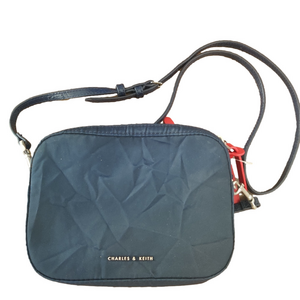 CHARLES & KEITH Wrinkle-Effect Contrast-Zipper Rectangular Crossbody Bag